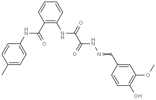 2-(((2-(4-HO-3-METHOXYBENZYLIDENE)HYDRAZINO)(OXO)AC)AMINO)-N-(4-ME-PH)BENZAMIDE Struktur