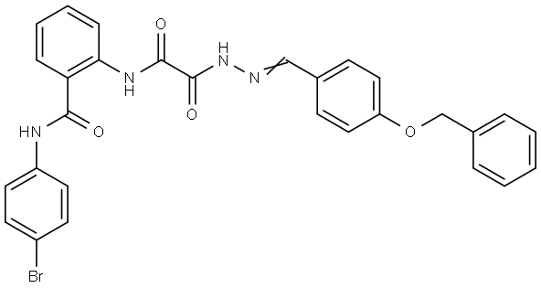 2-(((2-(4-(BENZYLOXY)BENZYLIDENE)HYDRAZINO)(OXO)AC)AMINO)-N-(4-BR-PH)BENZAMIDE Struktur