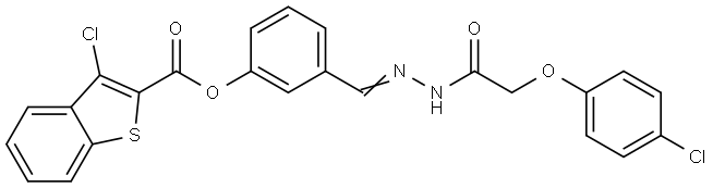 3-(2-((4-CL-PHENOXY)AC)CARBOHYDRAZONOYL)PH 3-CL-1-BENZOTHIOPHENE-2-CARBOXYLATE Struktur