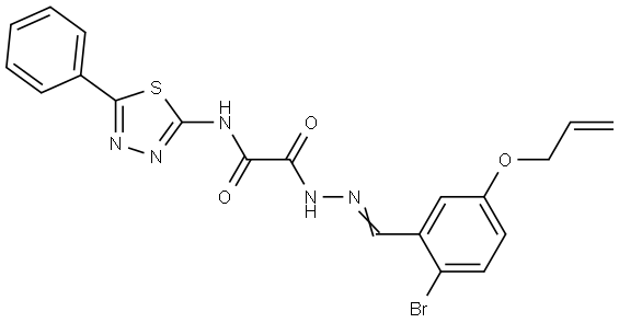 2-{(2E)-2-[5-(ALLYLOXY)-2-BROMOBENZYLIDENE]HYDRAZINO}-2-OXO-N-(5-PHENYL-1,3,4-THIADIAZOL-2-YL)ACETAMIDE Struktur