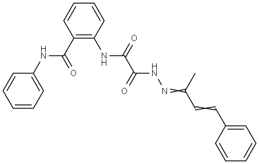 2-(((2-(1-ME-3-PH-2-PROPENYLIDENE)HYDRAZINO)(OXO)AC)AMINO)-N-PHENYLBENZAMIDE Struktur