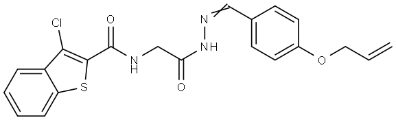 N-(2-{(2E)-2-[4-(ALLYLOXY)BENZYLIDENE]HYDRAZINO}-2-OXOETHYL)-3-CHLORO-1-BENZOTHIOPHENE-2-CARBOXAMIDE Struktur