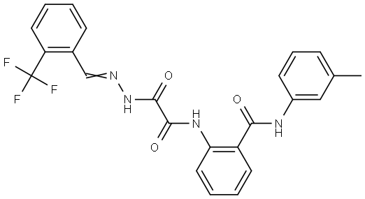 N-(3-METHYLPHENYL)-2-[(OXO{(2E)-2-[2-(TRIFLUOROMETHYL)BENZYLIDENE]HYDRAZINO}ACETYL)AMINO]BENZAMIDE Struktur