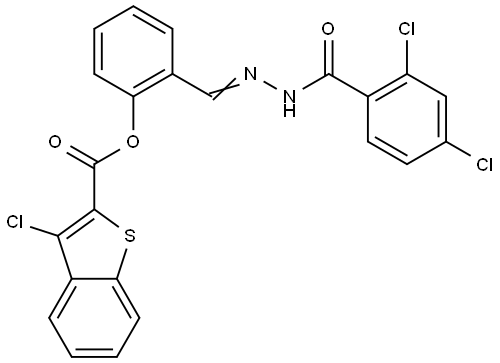 2(2-(2,4-DICHLOROBENZOYL)CARBOHYDRAZONOYL)PH 3-CL-1-BENZOTHIOPHENE-2-CARBOXYLATE Struktur