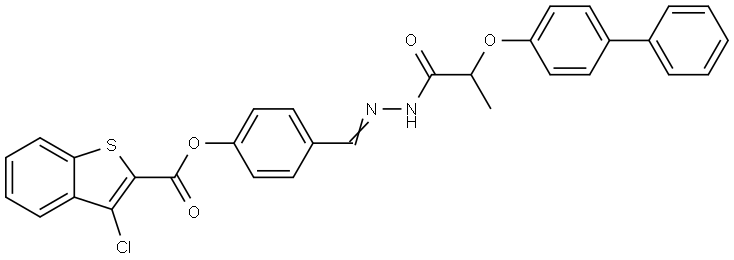 4-((E)-{2-[2-([1,1'-BIPHENYL]-4-YLOXY)PROPANOYL]HYDRAZONO}METHYL)PHENYL 3-CHLORO-1-BENZOTHIOPHENE-2-CARBOXYLATE Struktur