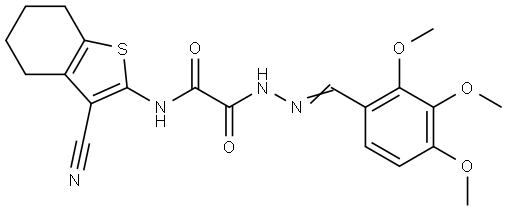 N-(3-CYANO-4,5,6,7-TETRAHYDRO-1-BENZOTHIEN-2-YL)-2-OXO-2-[(2E)-2-(2,3,4-TRIMETHOXYBENZYLIDENE)HYDRAZINO]ACETAMIDE Struktur