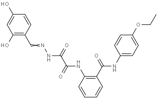 2-(((2-(2,4-DI-HO-BENZYLIDENE)HYDRAZINO)(OXO)AC)AMINO)-N-(4-ETHOXY-PH)BENZAMIDE Struktur