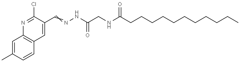 N-(2-(2-((2-CL-7-ME-3-QUINOLINYL)METHYLENE)HYDRAZINO)-2-OXOETHYL)DODECANAMIDE Struktur