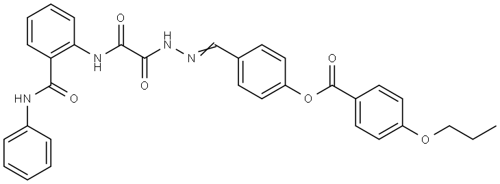 4-[(E)-(2-{2-[2-(ANILINOCARBONYL)ANILINO]-2-OXOACETYL}HYDRAZONO)METHYL]PHENYL 4-PROPOXYBENZOATE Struktur