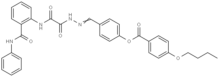 4-[(E)-(2-{2-[2-(ANILINOCARBONYL)ANILINO]-2-OXOACETYL}HYDRAZONO)METHYL]PHENYL 4-BUTOXYBENZOATE Struktur