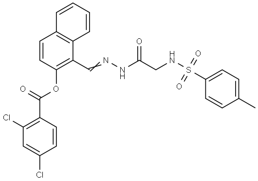 1-{(E)-[2-(2-{[(4-METHYLPHENYL)SULFONYL]AMINO}ACETYL)HYDRAZONO]METHYL}-2-NAPHTHYL 2,4-DICHLOROBENZOATE Struktur