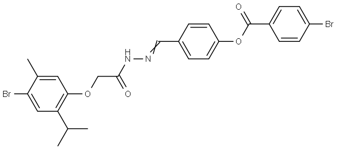 4-(2-((4-BR-2-ISOPROPYL-5-METHYLPHENOXY)AC)CARBOHYDRAZONOYL)PH 4-BROMOBENZOATE Struktur