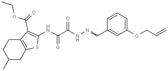 ETHYL 2-{[{(2E)-2-[3-(ALLYLOXY)BENZYLIDENE]HYDRAZINO}(OXO)ACETYL]AMINO}-6-METHYL-4,5,6,7-TETRAHYDRO-1-BENZOTHIOPHENE-3-CARBOXYLATE Struktur