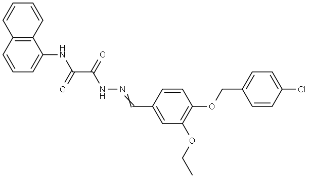 2-((2E)-2-{4-[(4-CHLOROBENZYL)OXY]-3-ETHOXYBENZYLIDENE}HYDRAZINO)-N-(1-NAPHTHYL)-2-OXOACETAMIDE Struktur