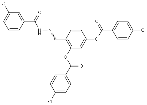 2-(2-(3-CL-BENZOYL)CARBOHYDRAZONOYL)-5-((4-CHLOROBENZOYL)OXY)PH 4-CHLOROBENZOATE Struktur