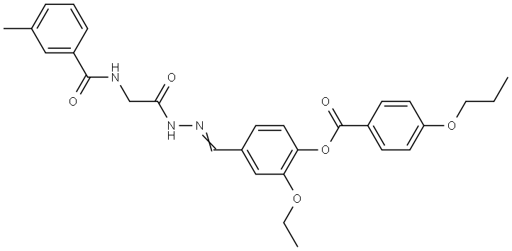 2-ETHOXY-4-(2-(((3-METHYLBENZOYL)AMINO)AC)CARBOHYDRAZONOYL)PH 4-PROPOXYBENZOATE Struktur