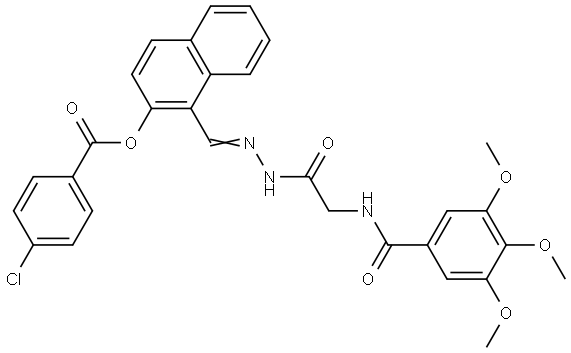 1-[(E)-(2-{2-[(3,4,5-TRIMETHOXYBENZOYL)AMINO]ACETYL}HYDRAZONO)METHYL]-2-NAPHTHYL 4-CHLOROBENZOATE Struktur