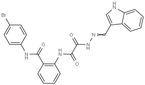 N-(4-BR-PHENYL)-2-(((2-(1H-INDOL-3-YLMETHYLENE)HYDRAZINO)(OXO)AC)AMINO)BENZAMIDE Struktur