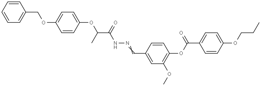 4-[(E)-({2-[4-(BENZYLOXY)PHENOXY]PROPANOYL}HYDRAZONO)METHYL]-2-METHOXYPHENYL 4-PROPOXYBENZOATE Struktur