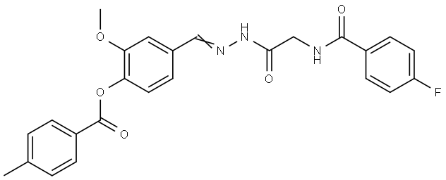 4-[(E)-({[(4-FLUOROBENZOYL)AMINO]ACETYL}HYDRAZONO)METHYL]-2-METHOXYPHENYL 4-METHYLBENZOATE Struktur