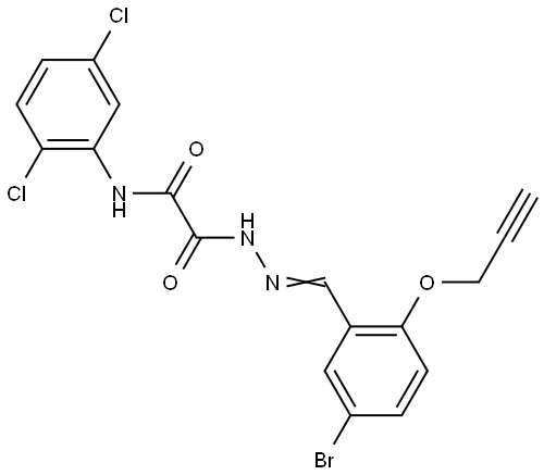 2-{(2E)-2-[5-BROMO-2-(2-PROPYNYLOXY)BENZYLIDENE]HYDRAZINO}-N-(2,5-DICHLOROPHENYL)-2-OXOACETAMIDE Struktur