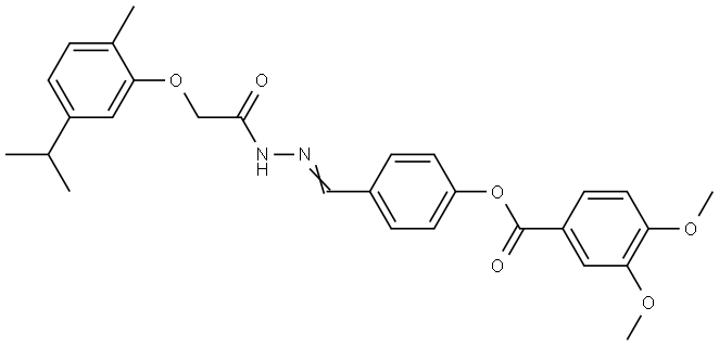 4-(2-((5-ISOPROPYL-2-METHYLPHENOXY)AC)CARBOHYDRAZONOYL)PH 3,4-DIMETHOXYBENZOATE Struktur