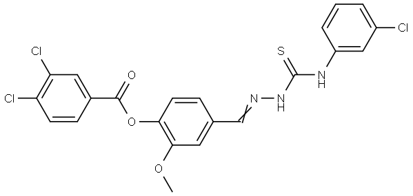 4-((E)-{[(3-CHLOROANILINO)CARBOTHIOYL]HYDRAZONO}METHYL)-2-METHOXYPHENYL 3,4-DICHLOROBENZOATE Struktur