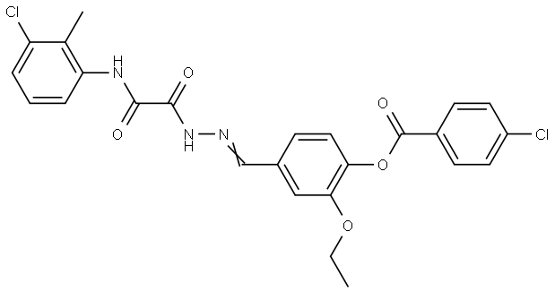 4-(2-((3-CL-2-METHYLANILINO)(OXO)AC)CARBOHYDRAZONOYL)-2-ETHOXY-PH 4-CL-BENZOATE Struktur