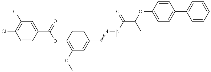 4-(2-(2-((1,1'-BIPHENYL)-4-YLOXY)PROPANOYL)CARBOHYDRAZONOYL)-2-METHOXYPHENYL 3,4-DICHLOROBENZOATE Struktur