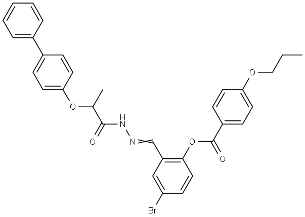 2-((E)-{[2-([1,1'-BIPHENYL]-4-YLOXY)PROPANOYL]HYDRAZONO}METHYL)-4-BROMOPHENYL 4-PROPOXYBENZOATE Struktur