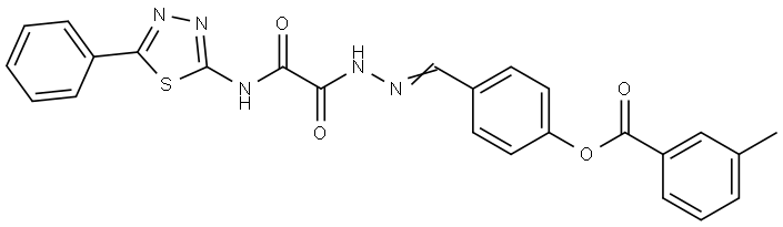 4-[(E)-(2-{2-OXO-2-[(5-PHENYL-1,3,4-THIADIAZOL-2-YL)AMINO]ACETYL}HYDRAZONO)METHYL]PHENYL 3-METHYLBENZOATE Struktur