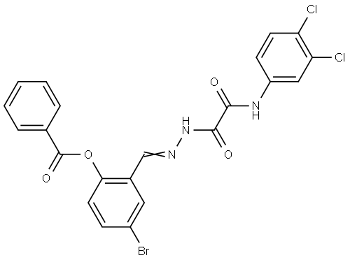 4-BROMO-2-(2-((3,4-DICHLOROANILINO)(OXO)ACETYL)CARBOHYDRAZONOYL)PHENYL BENZOATE Struktur