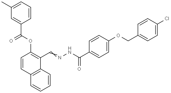 1-[(E)-(2-{4-[(4-CHLOROBENZYL)OXY]BENZOYL}HYDRAZONO)METHYL]-2-NAPHTHYL 3-METHYLBENZOATE Struktur