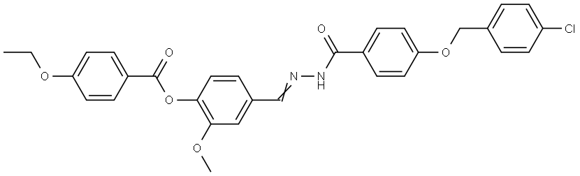 4-[(E)-({4-[(4-CHLOROBENZYL)OXY]BENZOYL}HYDRAZONO)METHYL]-2-METHOXYPHENYL 4-ETHOXYBENZOATE Struktur