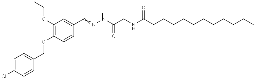 N-[2-((2E)-2-{4-[(4-CHLOROBENZYL)OXY]-3-ETHOXYBENZYLIDENE}HYDRAZINO)-2-OXOETHYL]DODECANAMIDE Struktur