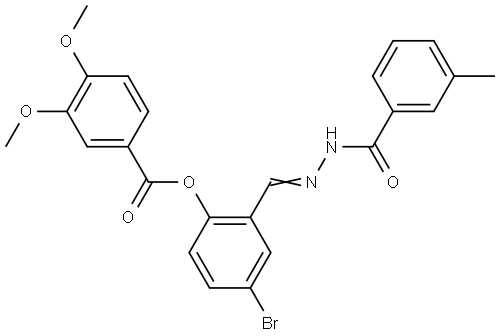 4-BROMO-2-(2-(3-METHYLBENZOYL)CARBOHYDRAZONOYL)PHENYL 3,4-DIMETHOXYBENZOATE Struktur