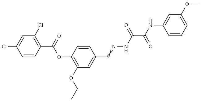 2-ETHOXY-4-((E)-{[(3-METHOXYANILINO)(OXO)ACETYL]HYDRAZONO}METHYL)PHENYL 2,4-DICHLOROBENZOATE Struktur