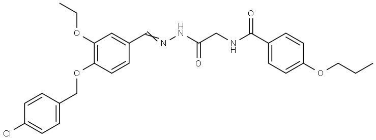 N-[2-((2E)-2-{4-[(4-CHLOROBENZYL)OXY]-3-ETHOXYBENZYLIDENE}HYDRAZINO)-2-OXOETHYL]-4-PROPOXYBENZAMIDE Struktur