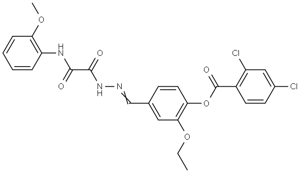 2-ETHOXY-4-(2-((2-MEO-ANILINO)(OXO)AC)CARBOHYDRAZONOYL)PH 2,4-DICHLOROBENZOATE Struktur