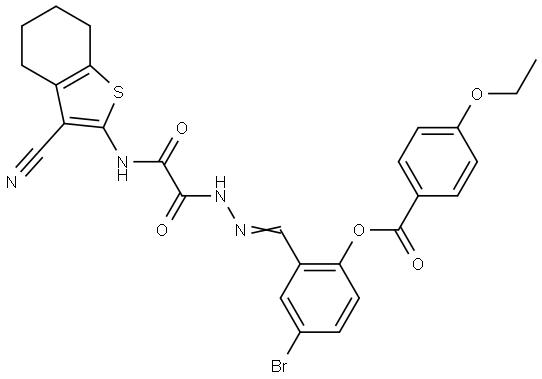 4-BROMO-2-((E)-{[[(3-CYANO-4,5,6,7-TETRAHYDRO-1-BENZOTHIEN-2-YL)AMINO](OXO)ACETYL]HYDRAZONO}METHYL)PHENYL 4-ETHOXYBENZOATE Struktur