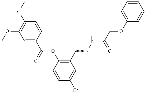 4-BROMO-2-(2-(PHENOXYACETYL)CARBOHYDRAZONOYL)PHENYL 3,4-DIMETHOXYBENZOATE Struktur