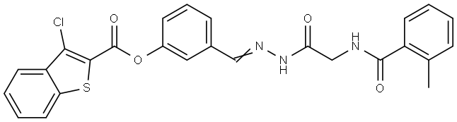 3-[(E)-(2-{2-[(2-METHYLBENZOYL)AMINO]ACETYL}HYDRAZONO)METHYL]PHENYL 3-CHLORO-1-BENZOTHIOPHENE-2-CARBOXYLATE Struktur