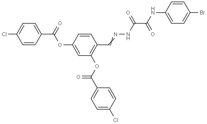 2-((E)-{[(4-BROMOANILINO)(OXO)ACETYL]HYDRAZONO}METHYL)-5-[(4-CHLOROBENZOYL)OXY]PHENYL 4-CHLOROBENZOATE Struktur