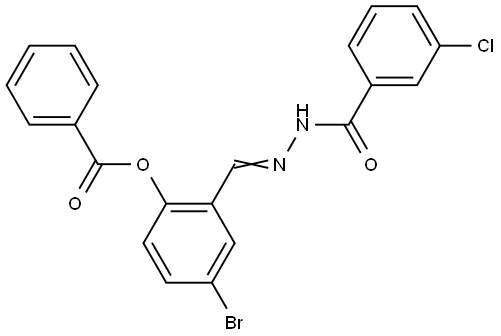 4-BROMO-2-(2-(3-CHLOROBENZOYL)CARBOHYDRAZONOYL)PHENYL BENZOATE Struktur