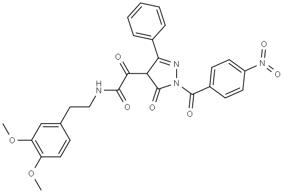 N-[2-(3,4-DIMETHOXYPHENYL)ETHYL]-2-[1-(4-NITROBENZOYL)-5-OXO-3-PHENYL-4,5-DIHYDRO-1H-PYRAZOL-4-YL]-2-OXOACETAMIDE Struktur