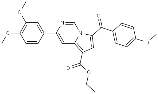 ET 3-(3,4-DI-MEO-PH)-7-(4-METHOXYBENZOYL)PYRROLO(1,2-C)PYRIMIDINE-5-CARBOXYLATE Struktur