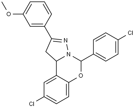 3-[9-CHLORO-5-(4-CHLOROPHENYL)-1,10B-DIHYDROPYRAZOLO[1,5-C][1,3]BENZOXAZIN-2-YL]PHENYL METHYL ETHER Struktur