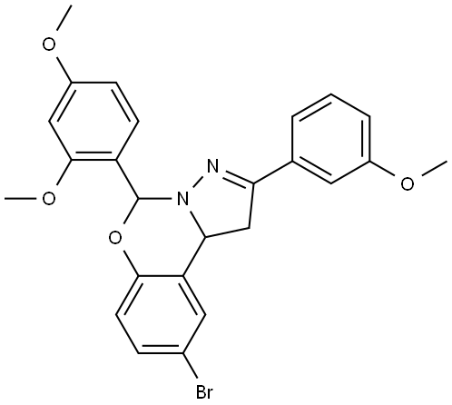 9-BR-5-(2,4-DI-MEO-PH)-2-(3-MEO-PH)-1,10B-DIHYDROPYRAZOLO(1,5-C)(1,3)BENZOXAZINE Struktur