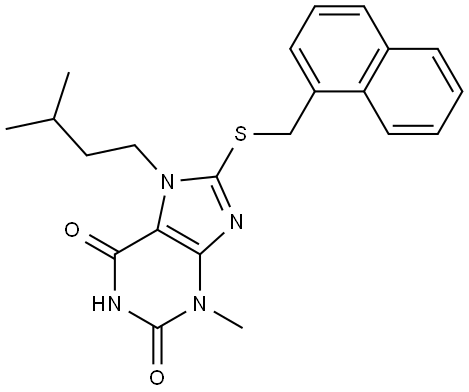 7-ISOPENTYL-3-METHYL-8-((1-NAPHTHYLMETHYL)THIO)-3,7-DIHYDRO-1H-PURINE-2,6-DIONE Struktur