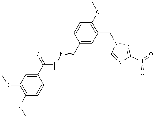 3,4-DIMETHOXY-N'-((E)-{4-METHOXY-3-[(3-NITRO-1H-1,2,4-TRIAZOL-1-YL)METHYL]PHENYL}METHYLIDENE)BENZOHYDRAZIDE Struktur